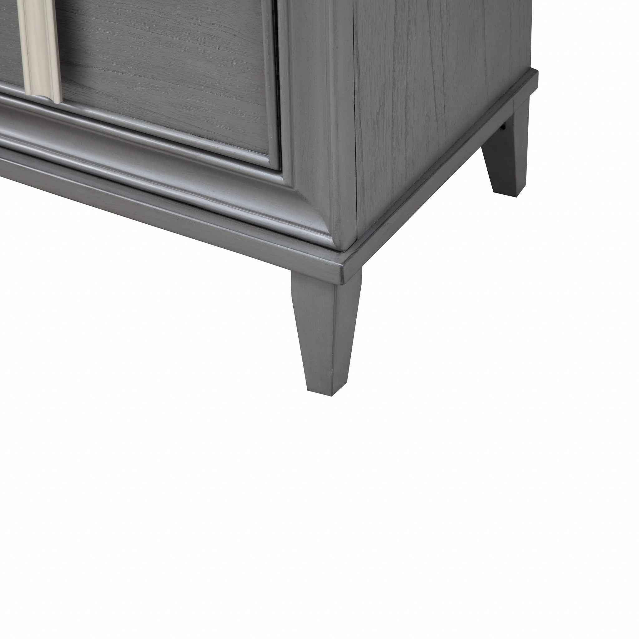 29" Dark Gray Solid Wood and Wood Two Drawer Nightstand