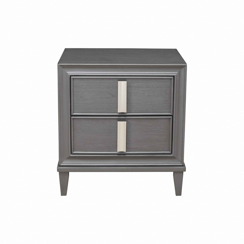 29" Dark Gray Solid Wood and Wood Two Drawer Nightstand