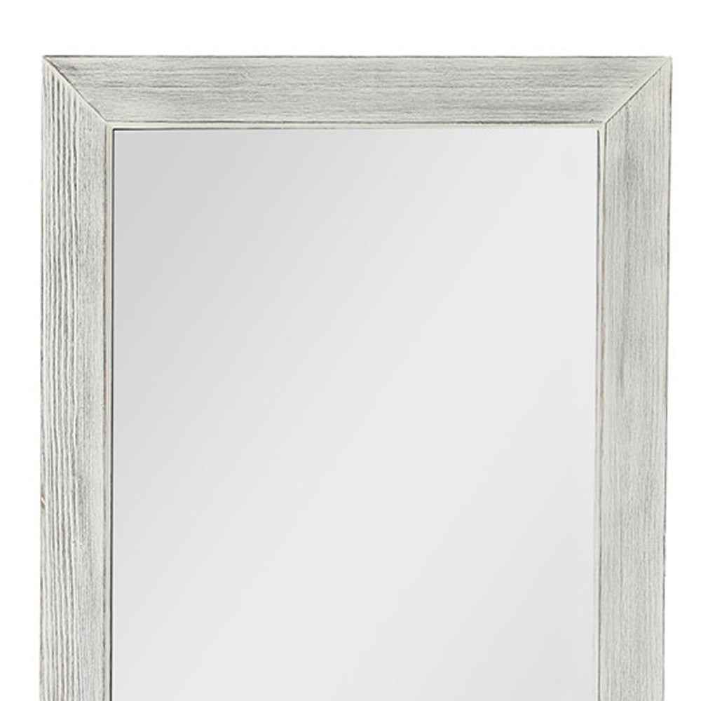 Brushed White Wooden Mirror