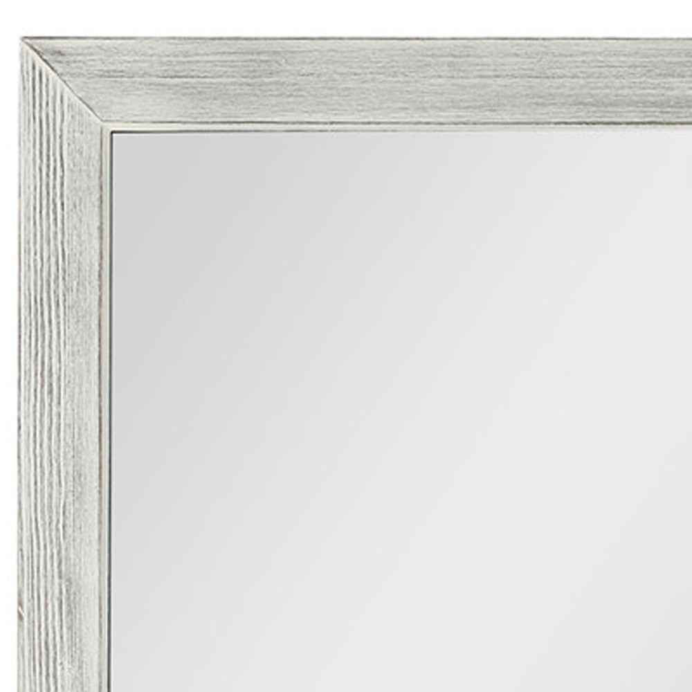 Brushed White Wooden Mirror