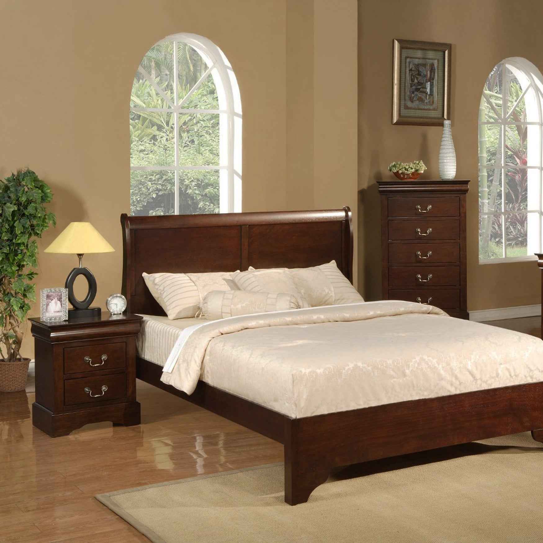 24" Wood and Solid Wood Two Drawer Nightstand