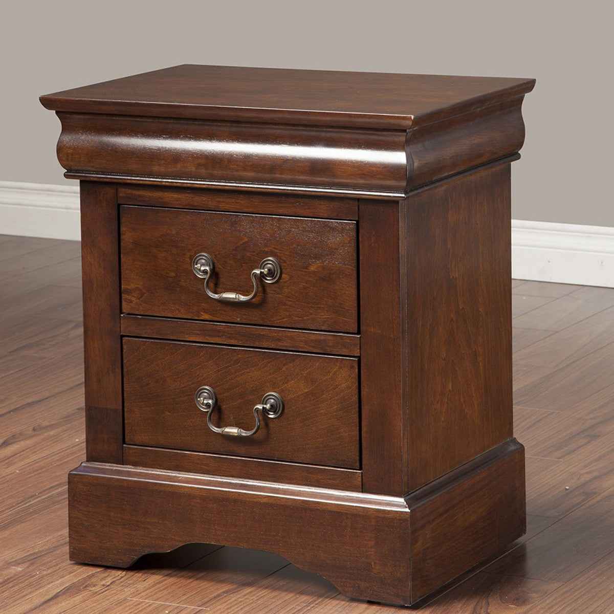 24" Wood and Solid Wood Two Drawer Nightstand