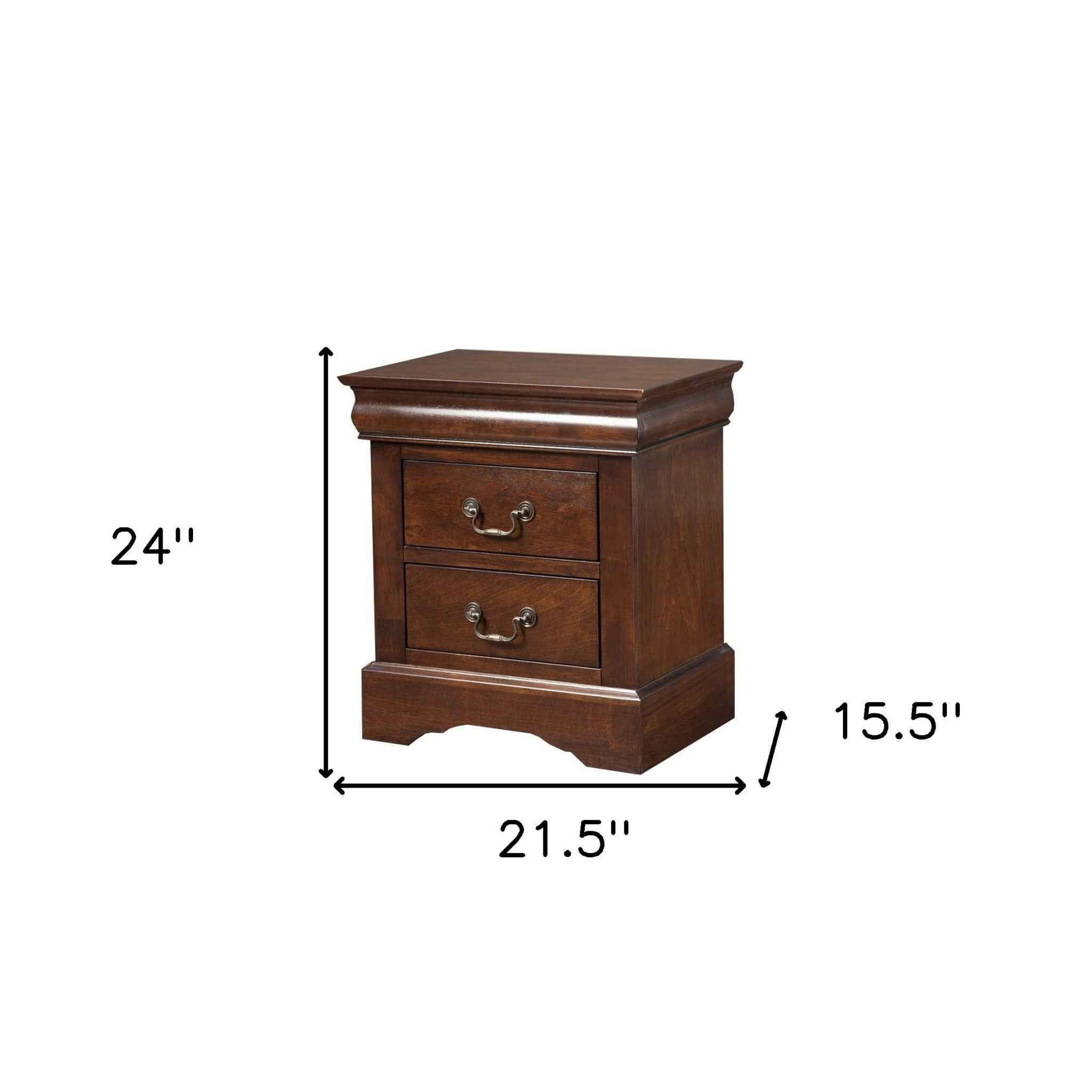 24" Wood and Solid Wood Two Drawer Nightstand