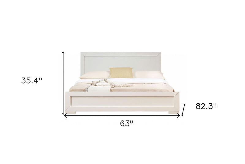 White Solid and Manufactured Wood Queen Bed Frame - Bed & Bath