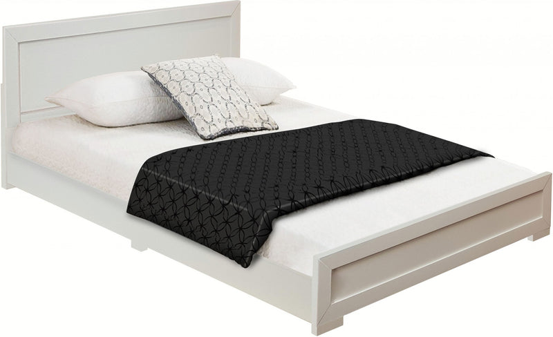 White Solid and Manufactured Wood Queen Bed Frame - Bed & Bath