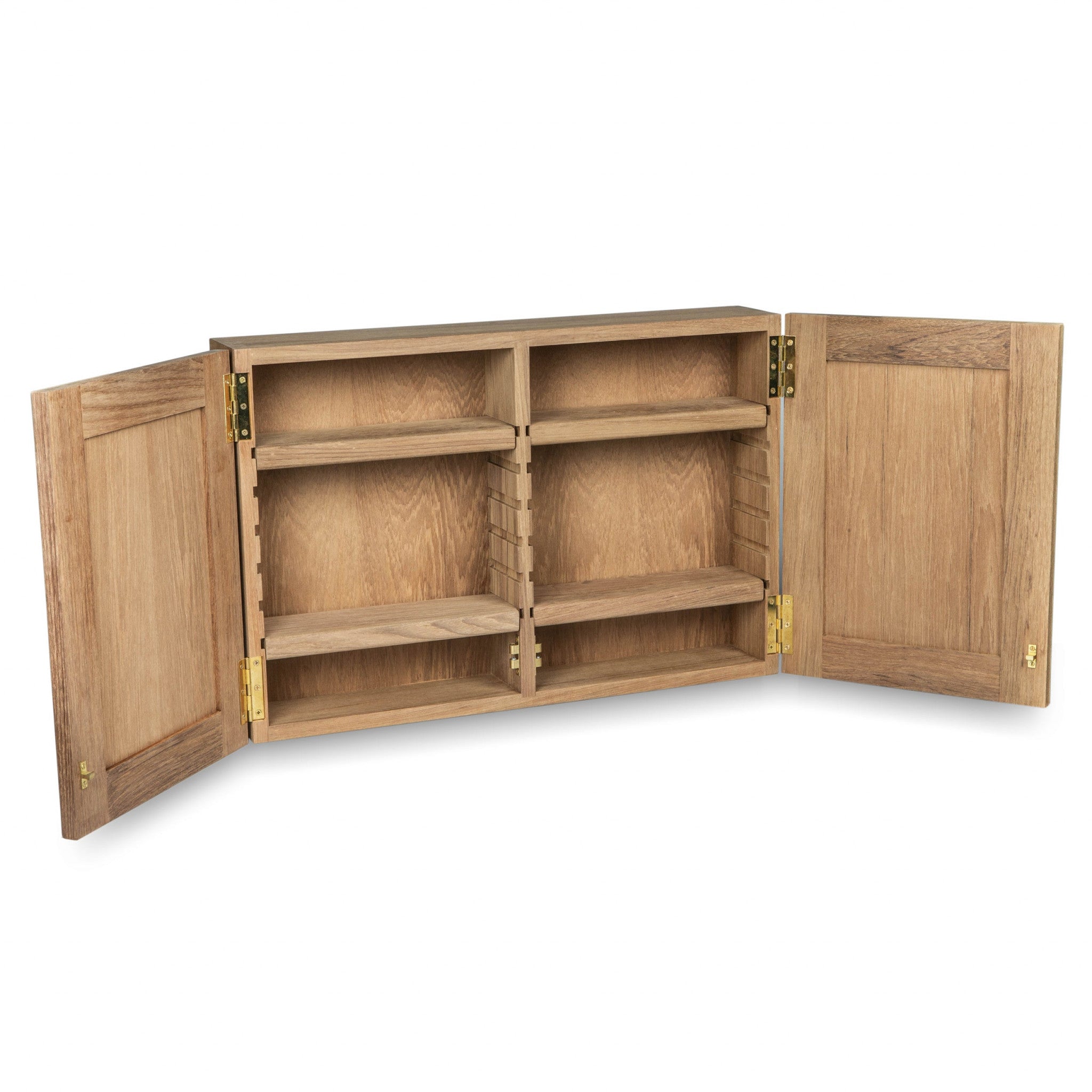 Traditional Solid Teak Double Door Mirrored Medicine Cabinet - Bed & Bath