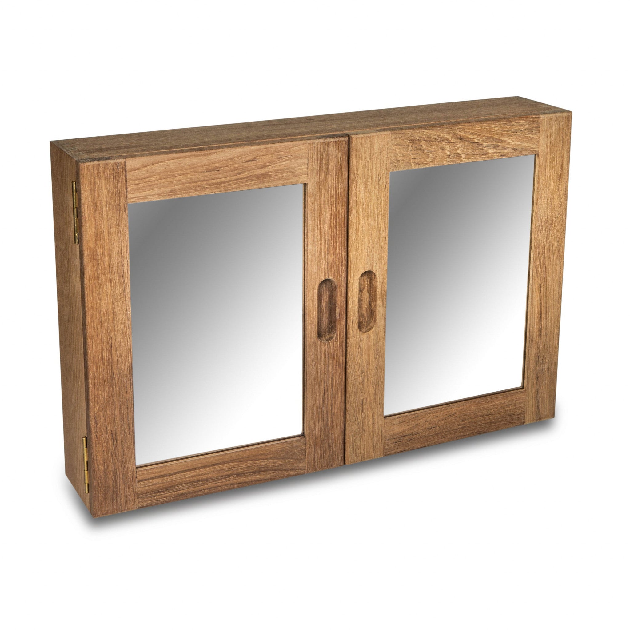 Traditional Solid Teak Double Door Mirrored Medicine Cabinet - Bed & Bath