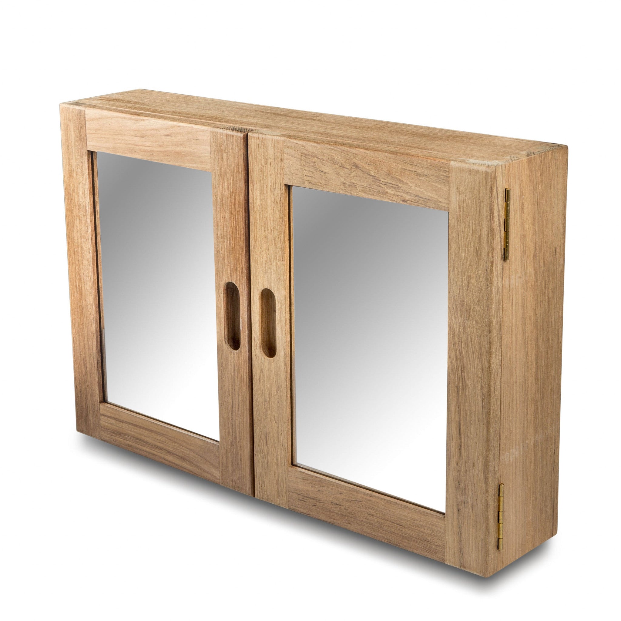 Traditional Solid Teak Double Door Mirrored Medicine Cabinet - Bed & Bath