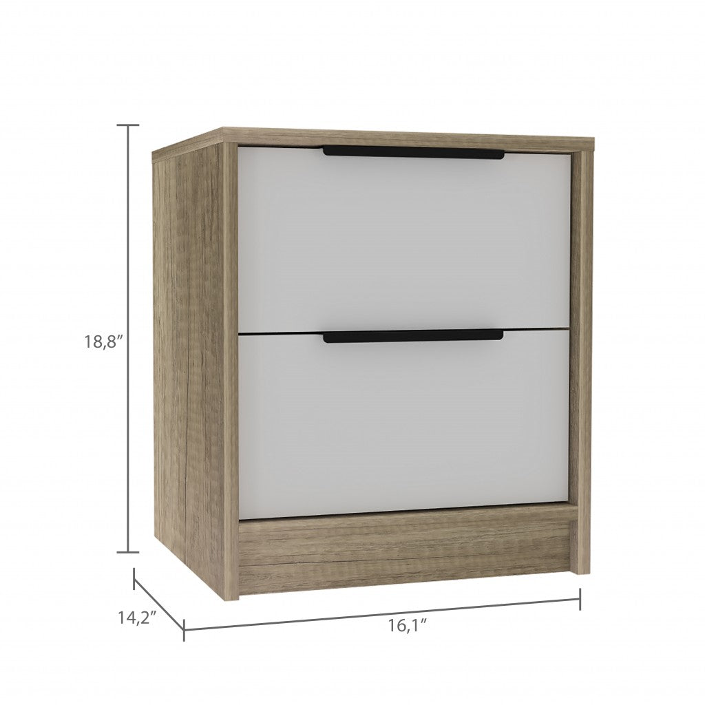 19" Wood Two Drawer Nightstand - Bed & Bath