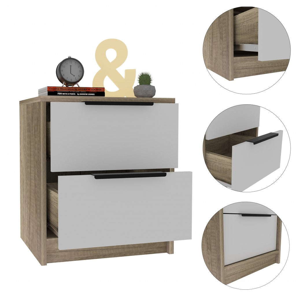 19" Wood Two Drawer Nightstand - Bed & Bath