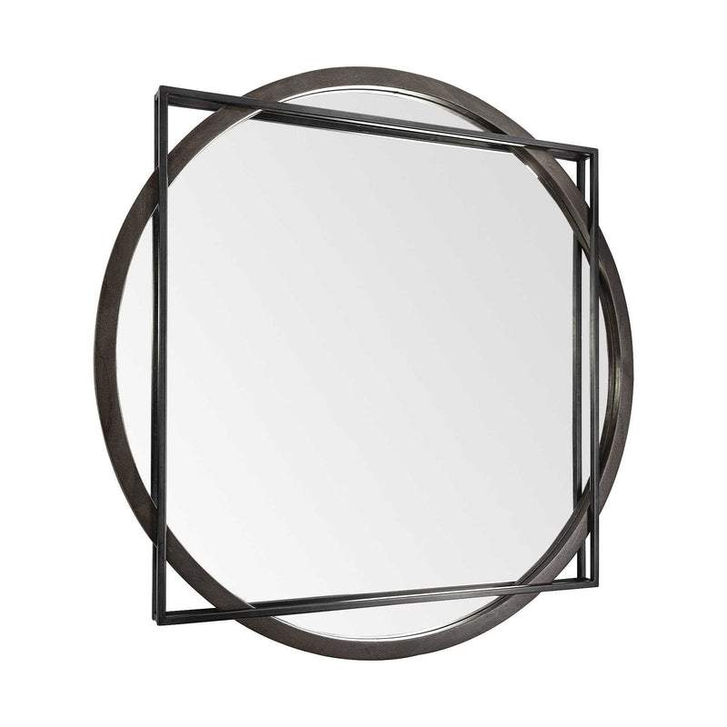 46" Black Abstract Metal Framed Accent Mirror - Bed & Bath