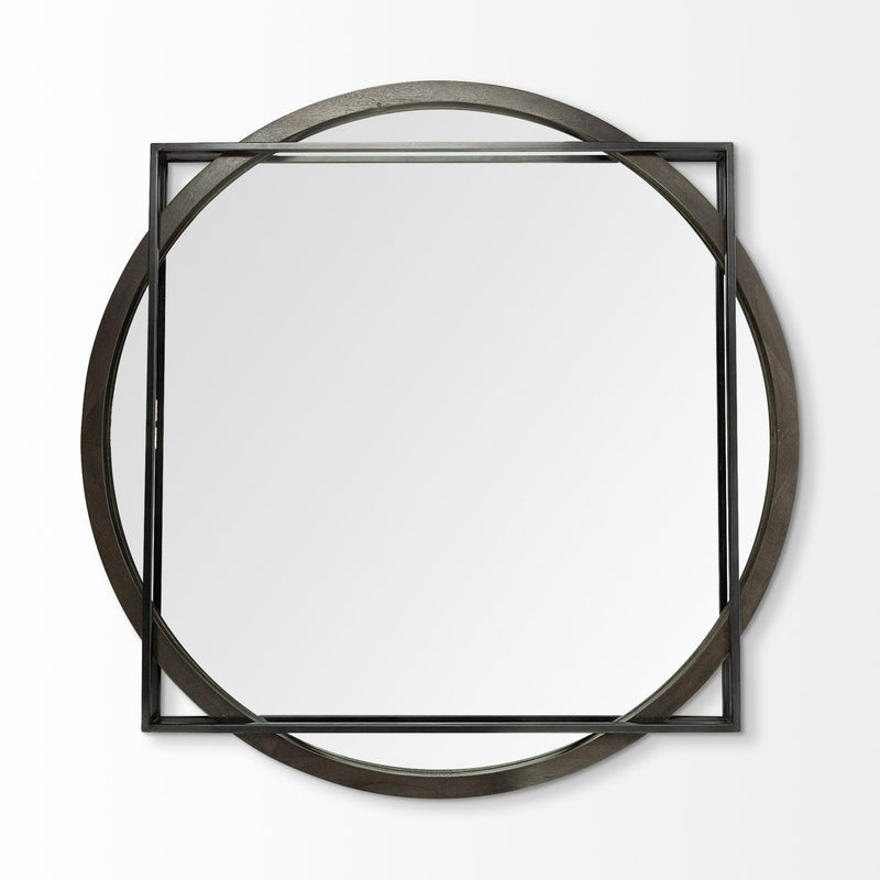 46" Black Abstract Metal Framed Accent Mirror - Bed & Bath
