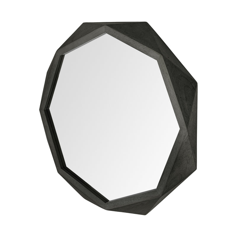 41" Black Solid Wood Octagon Framed Accent Mirror - Bed & Bath