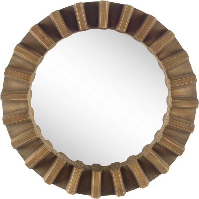 26" Brown Round Wood Framed Accent Mirror - Bed & Bath