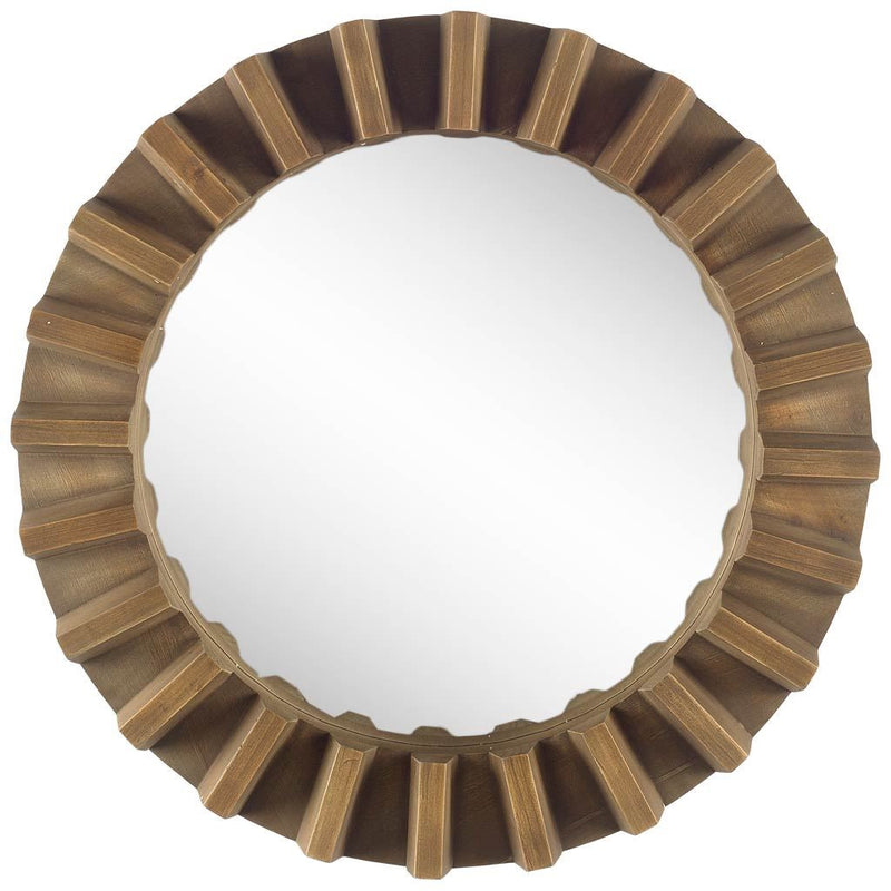 26" Brown Round Wood Framed Accent Mirror - Bed & Bath