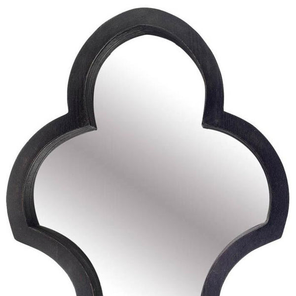 34" Black Wood Abstract Framed Accent Mirror - Bed & Bath