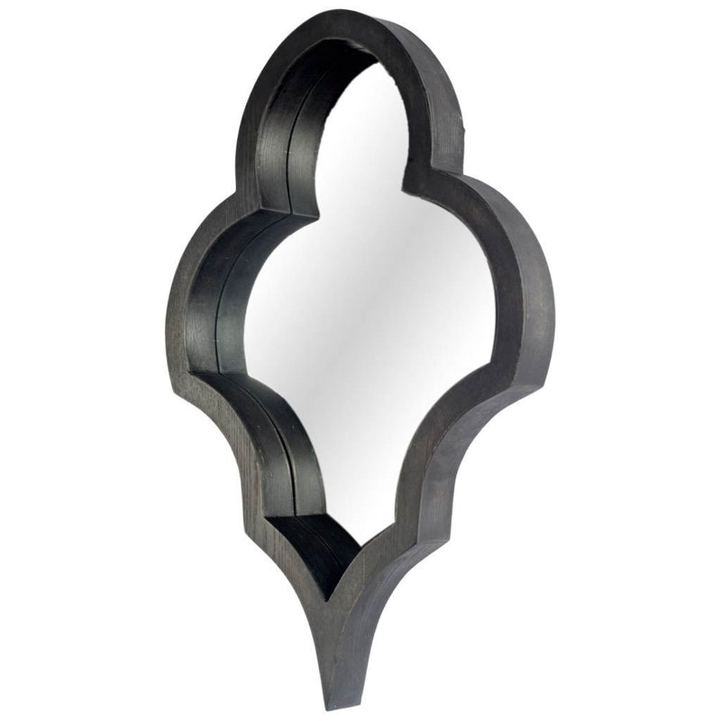 34" Black Wood Abstract Framed Accent Mirror - Bed & Bath