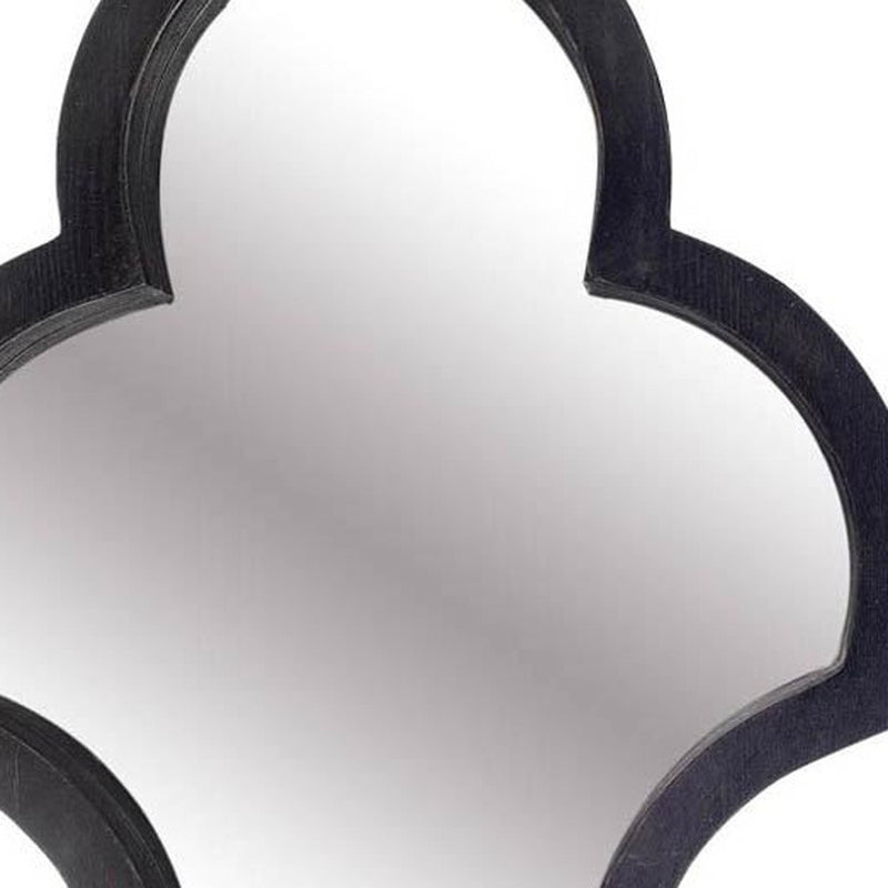 34" Black Wood Abstract Framed Accent Mirror - Bed & Bath