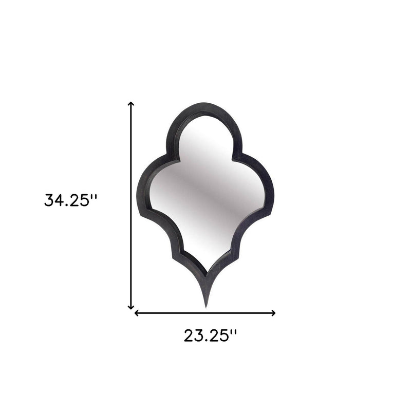 34" Black Wood Abstract Framed Accent Mirror - Bed & Bath