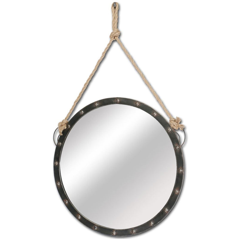 39" Black Metal Round Framed Accent Mirror - Bed & Bath