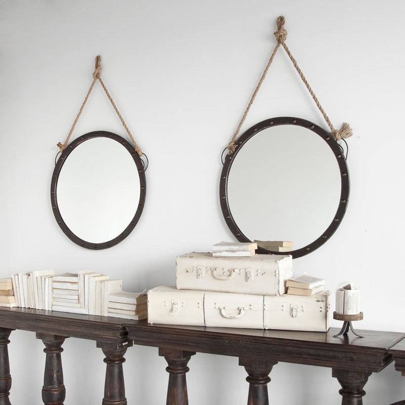 39" Black Metal Round Framed Accent Mirror - Bed & Bath
