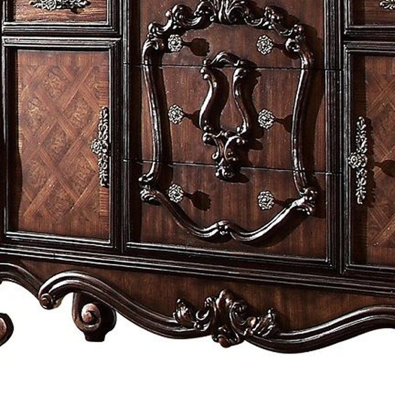 70" Cherry Oak Solid Wood Five Drawer Combo Dresser - Bed & Bath