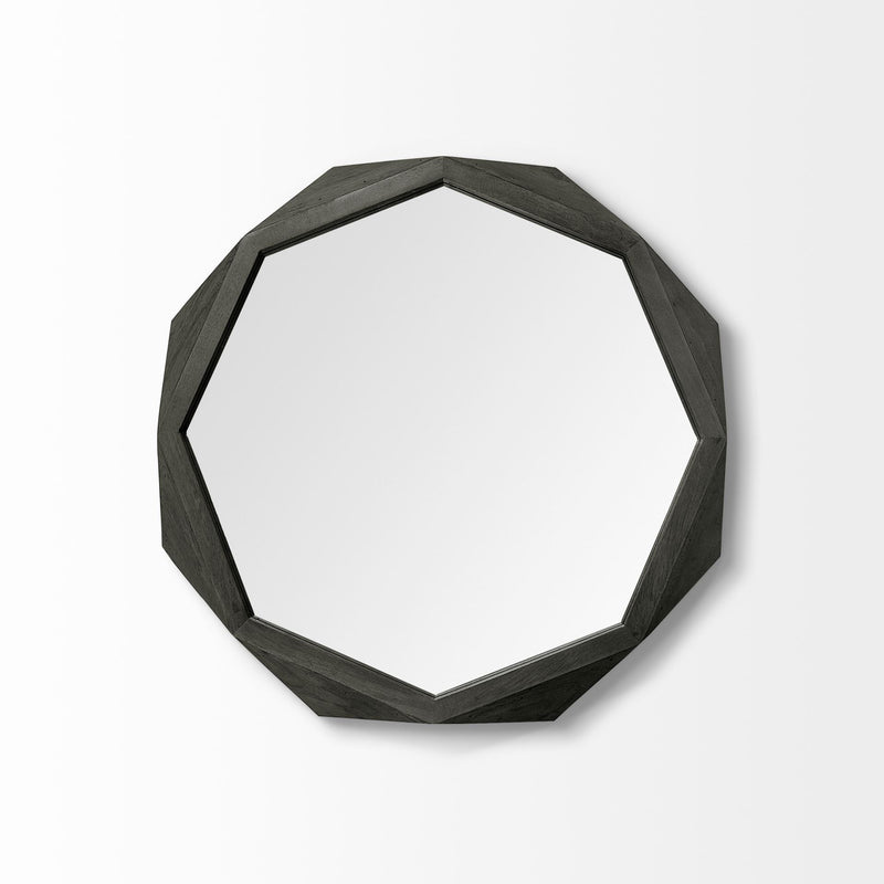 32" Octagon Black Wood Frame Wall Mirror - Bed & Bath