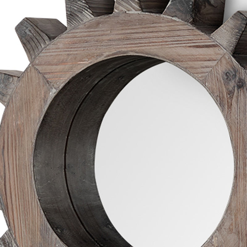 17" Brown Solid Wood Abstract Framed Accent Mirror - Bed & Bath