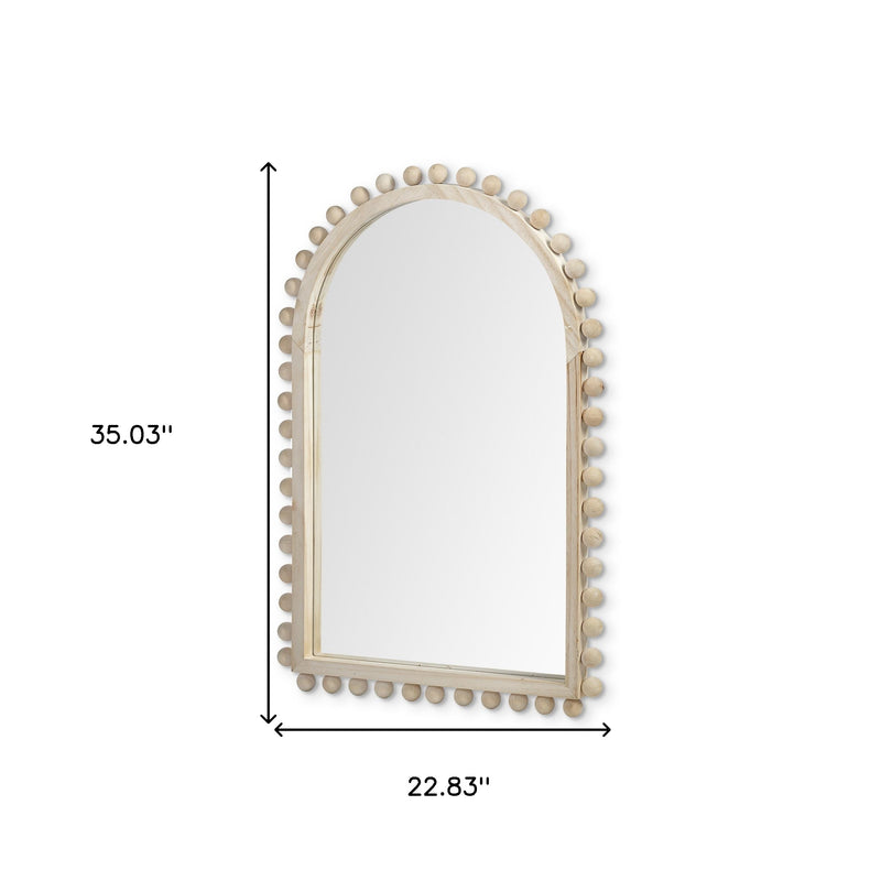 35" Natural Arch Wood Framed Accent Mirror - Bed & Bath