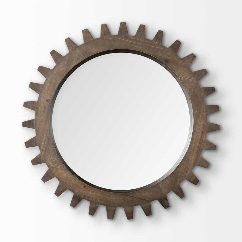 26" Dark Brown Abstract Wood Framed Accent Mirror - Bed & Bath