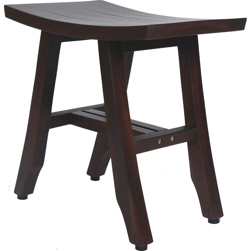 18" Dark Brown Teak Rectangular Shower Bench - Bed & Bath