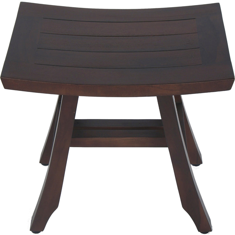 18" Dark Brown Teak Rectangular Shower Bench - Bed & Bath
