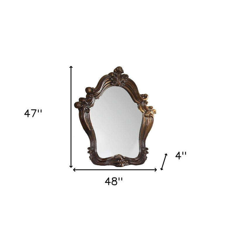 47" Brown Crowned Top Solid Wood Framed Mounted Dresser Mirror - Bed & Bath
