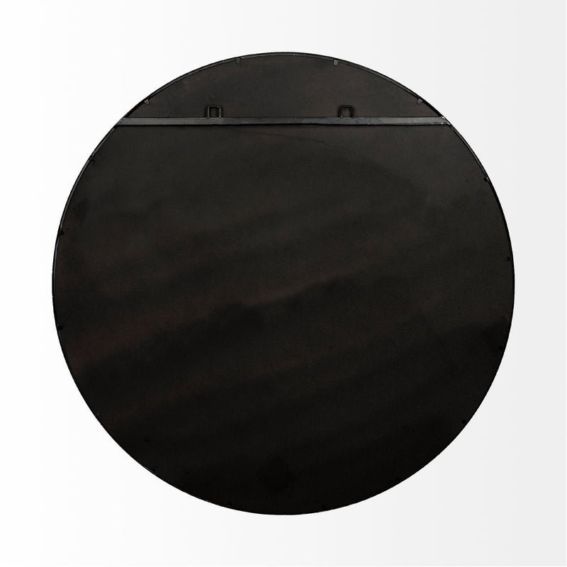 47" Round Black Metal Frame Wall Mirror - Bed & Bath