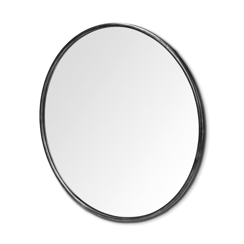47" Round Black Metal Frame Wall Mirror - Bed & Bath