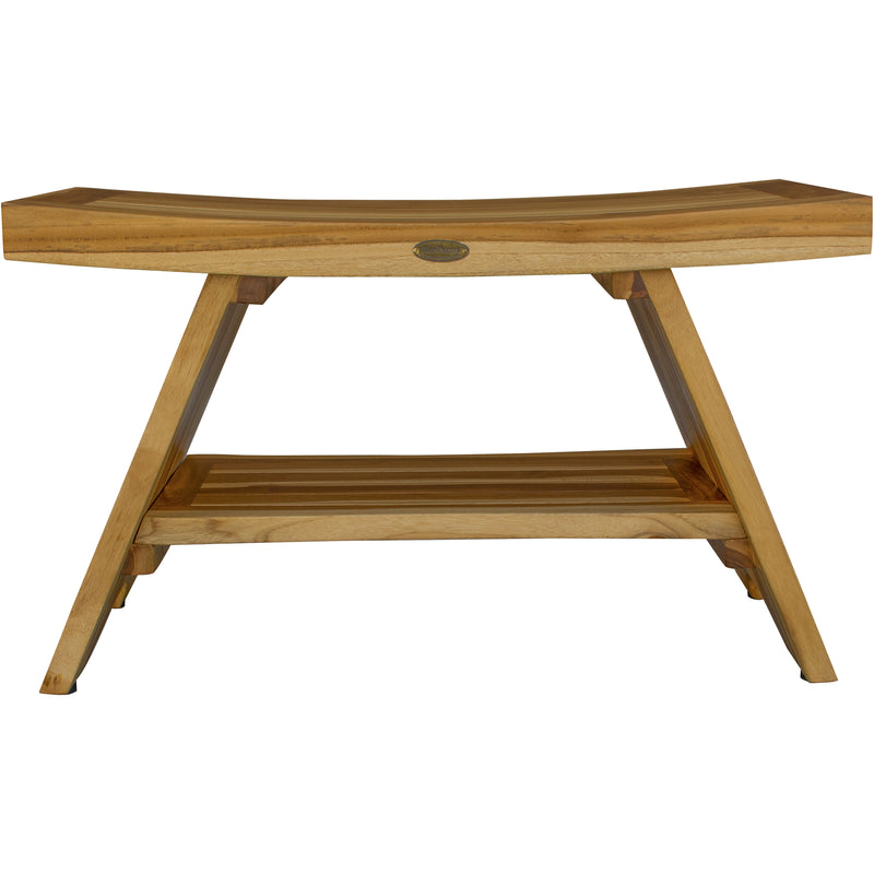 Rectangular Teak Shower Stool Or Bench With Shelf In Natural Finish - Bed & Bath