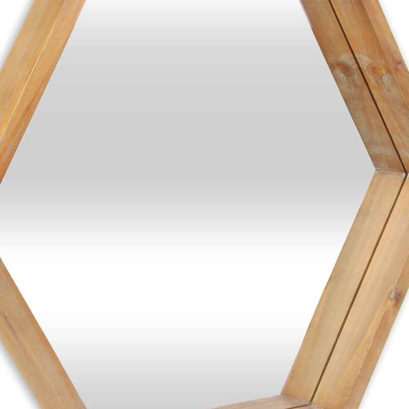 21" Brown Hexagon Wood Framed Accent Mirror