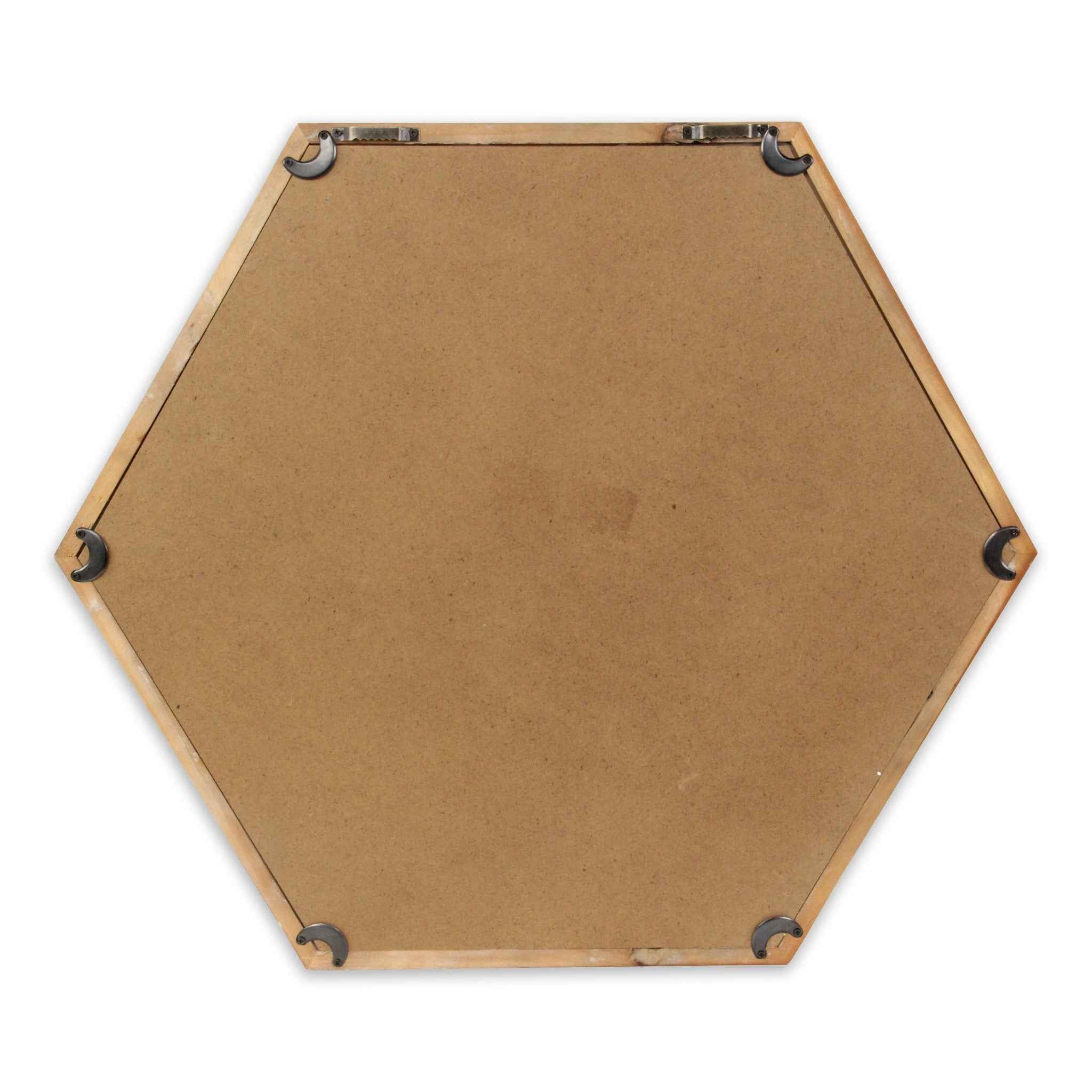 21" Brown Hexagon Wood Framed Accent Mirror