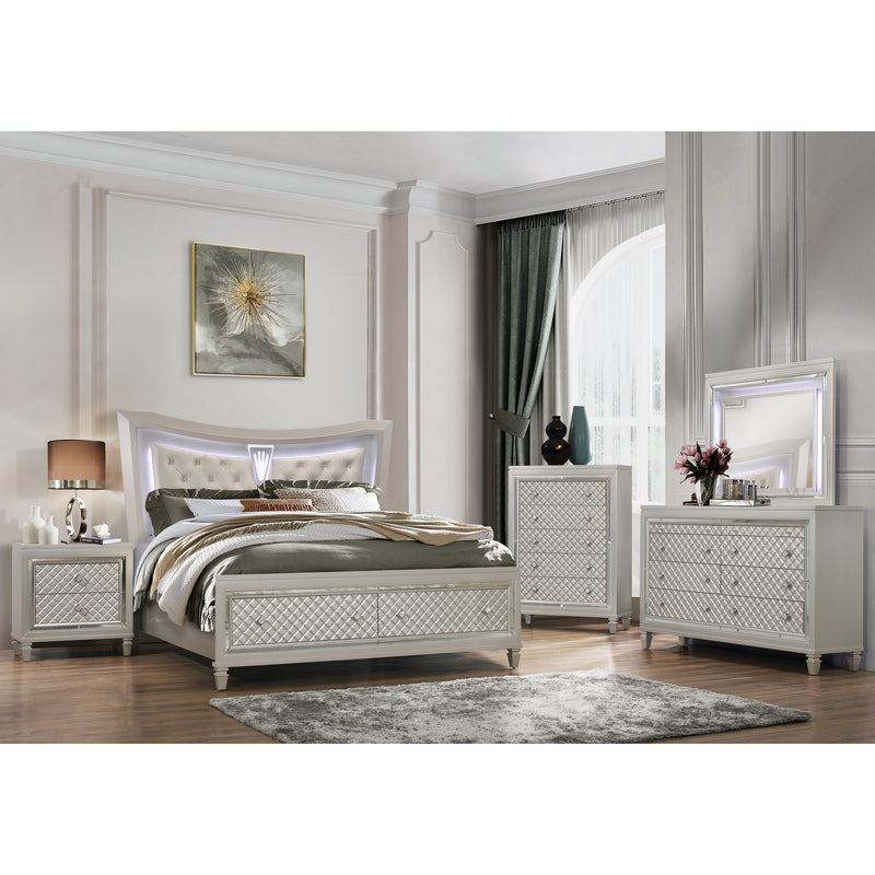 65" Champagne Solid Wood With Bling Six Drawer Double Dresser