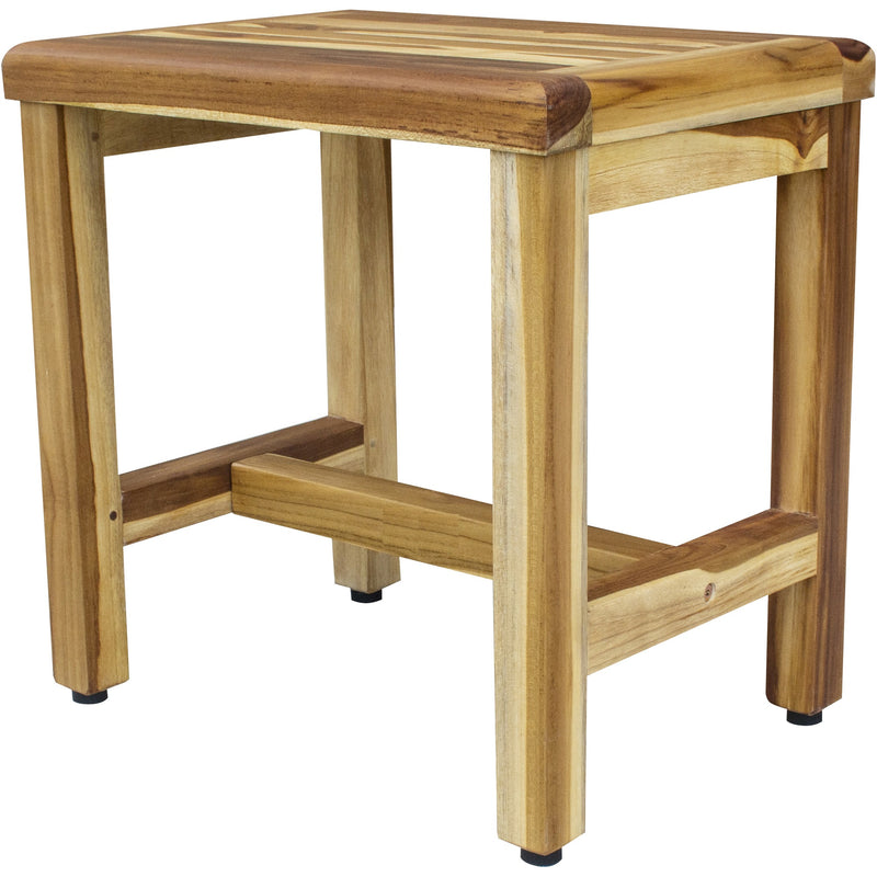 Compact Rectangular Teak Shower Or Outdoor Bench In Natural Finish - Bed & Bath