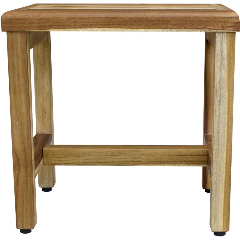 Compact Rectangular Teak Shower Or Outdoor Bench In Natural Finish - Bed & Bath