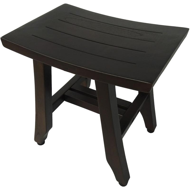 14" Brown Teak Shower Bench - Bed & Bath