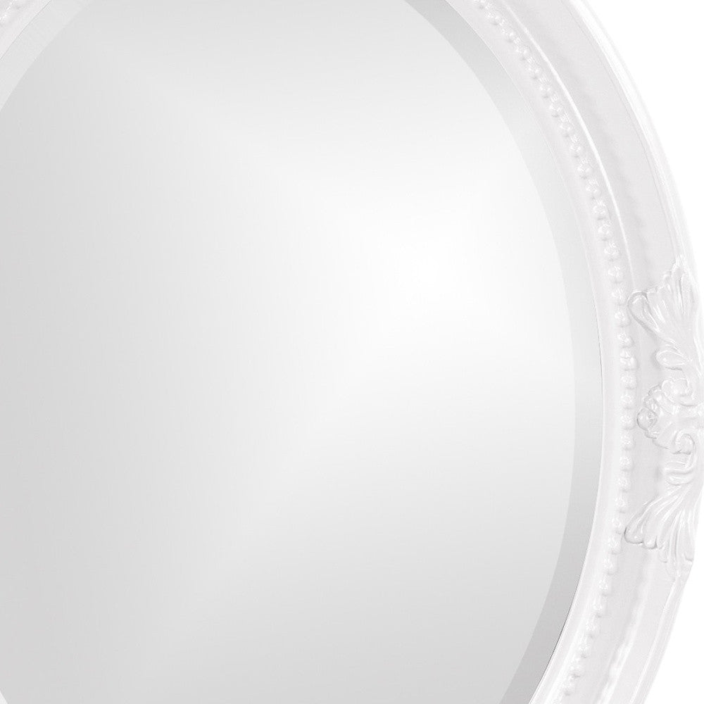 Oval Mirror In A Glossy White Wood Frame Default Title