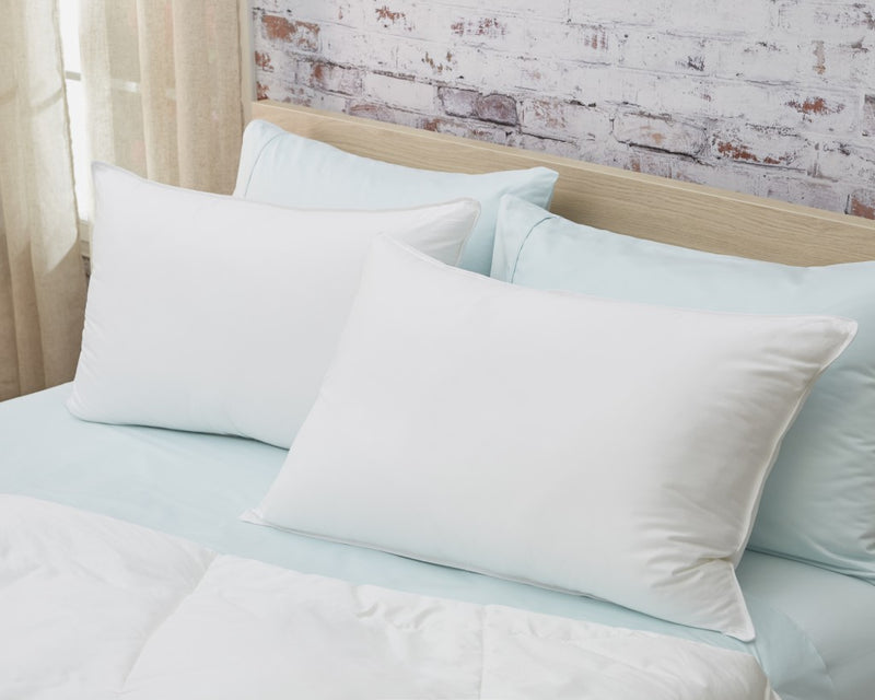 100% Cotton Lux Sateen Down Alternative Medium Hypoallergenic Queen Size Bed Pillow - Bed & Bath