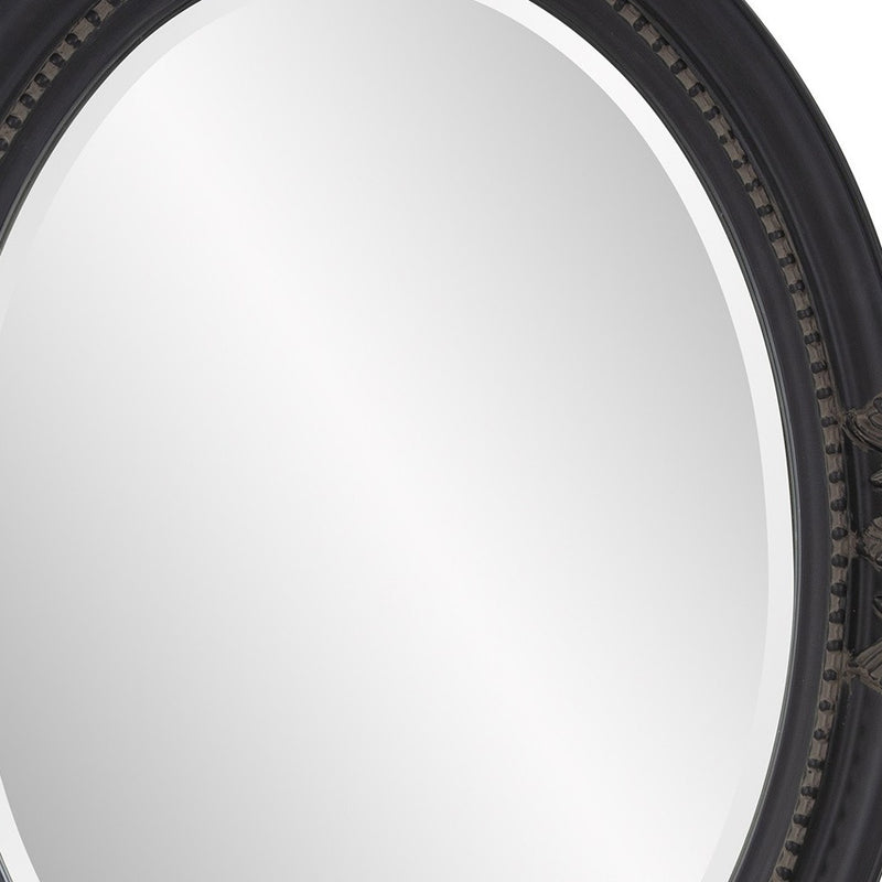 33" Black Ornate Oval Wood Framed Accent Mirror - Bed & Bath