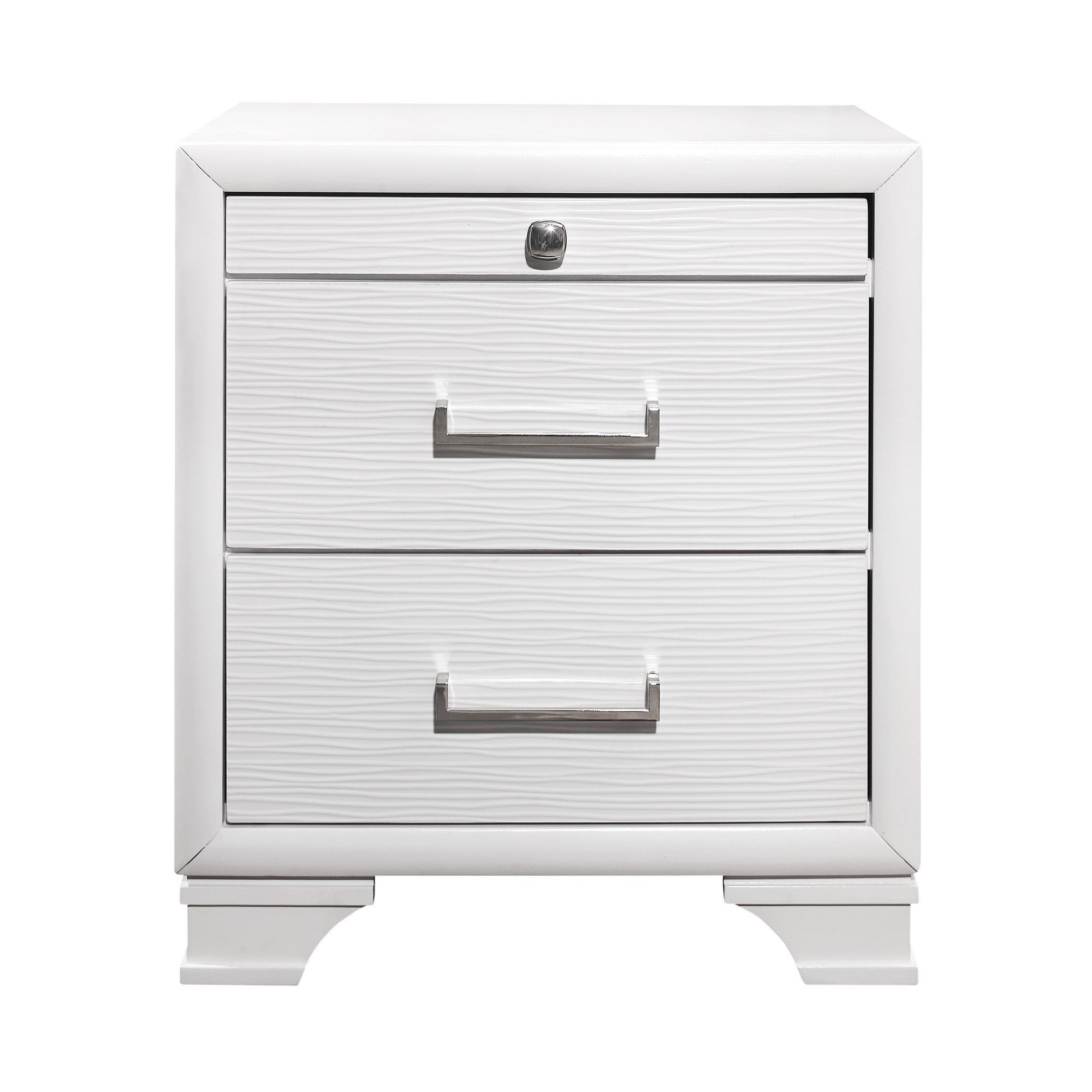 27" White Wood Two Drawer Nightstand