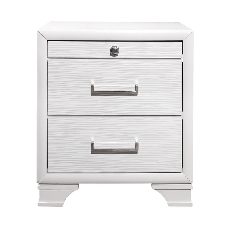 27" White Wood Two Drawer Nightstand