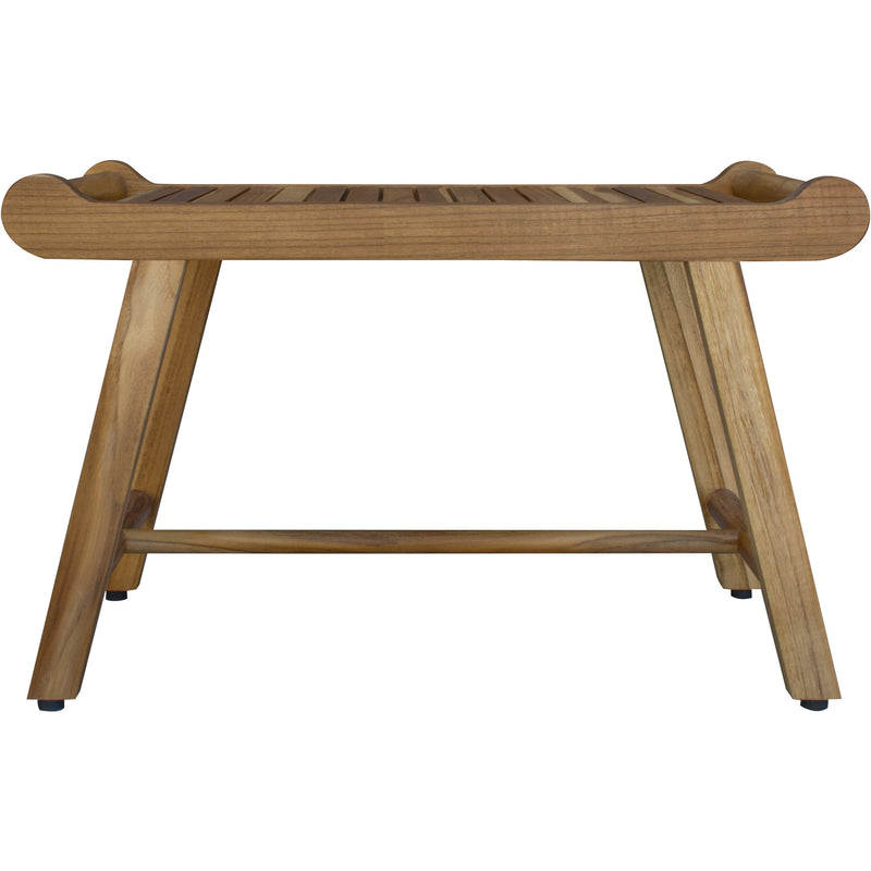 Rectangular Teak Shower Bench With Handles In Natural Finish - Bed & Bath