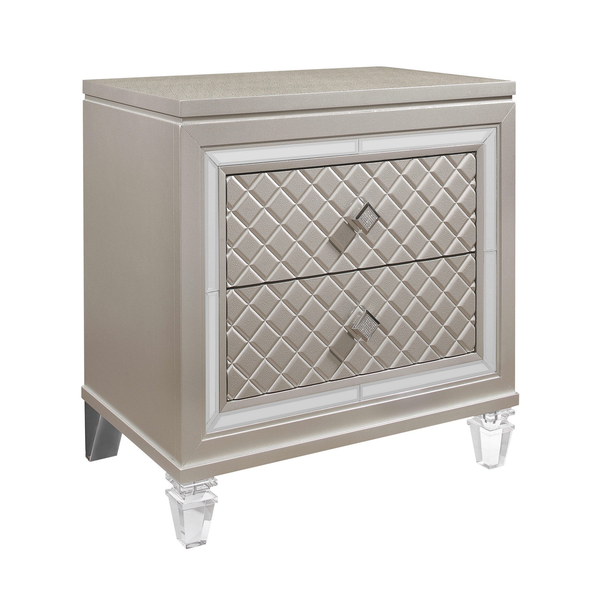 26" Solid and Manufactured Wood And Mirrored Glass Nightstand - Bed & Bath