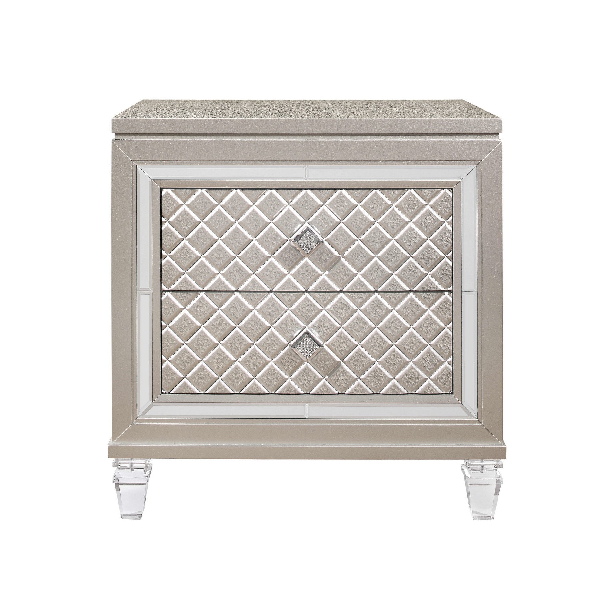 26" Solid and Manufactured Wood And Mirrored Glass Nightstand - Bed & Bath